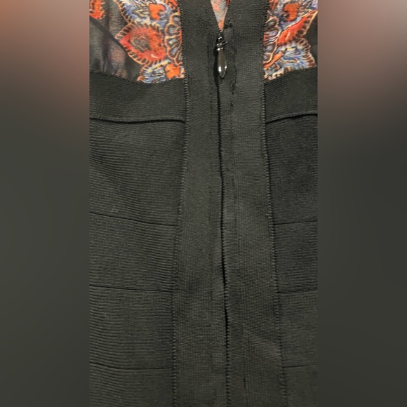 Bebe Black Dress with Floral Sheer on top - Picture 5 of 7